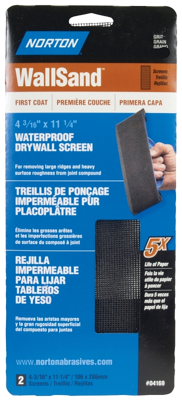 Norton 04169 Sanding Screen Paper, 11-1/4 in L, 4-3/16 in W, 120 Grit