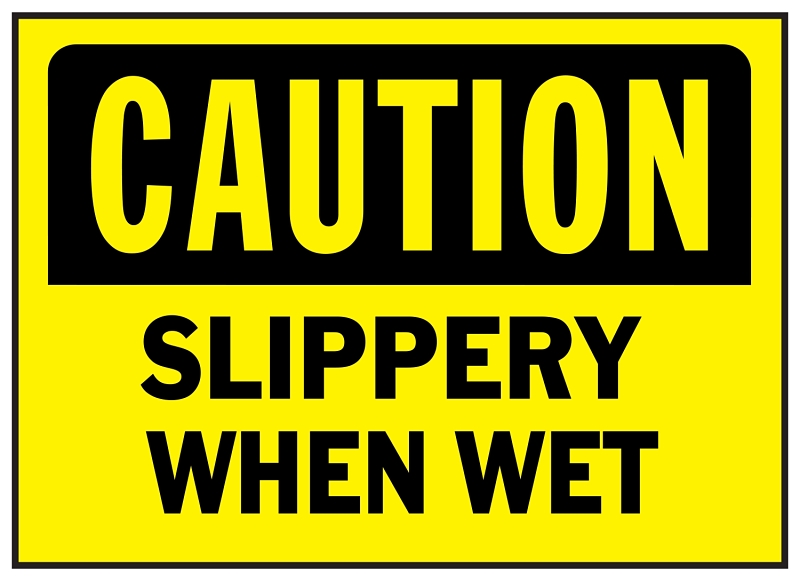 Hy-Ko 566 Caution Sign, Rectangular, SLIPPERY WHEN WET, Black Legend, Yellow Background, Polyethylene
