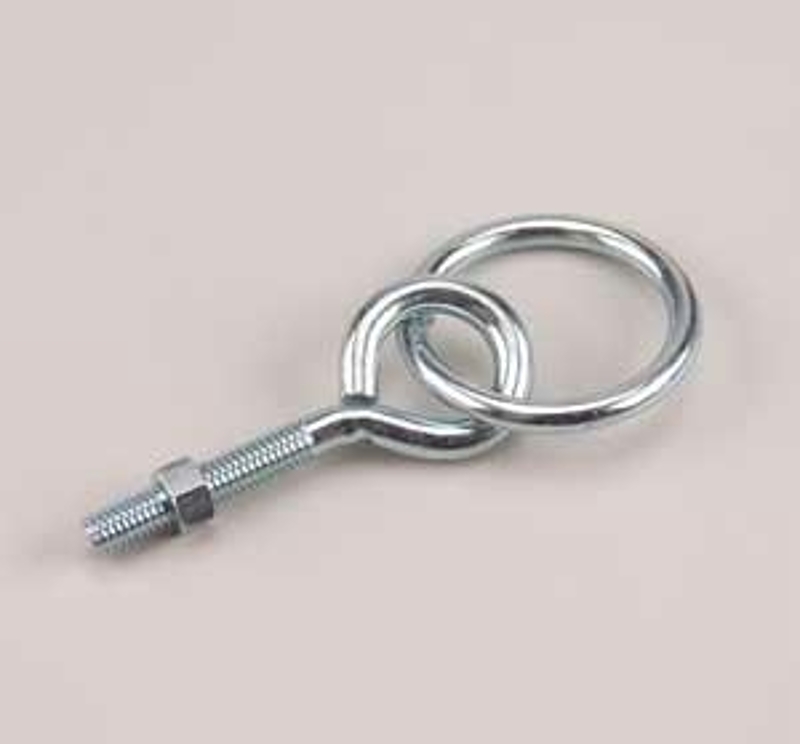 Onward 2172XB Series Ring Bolt with Nut, 4 in OAL, 3/8 in Thread, 2 in Dia Eye, 160 lb Working Load, Metal, Zinc