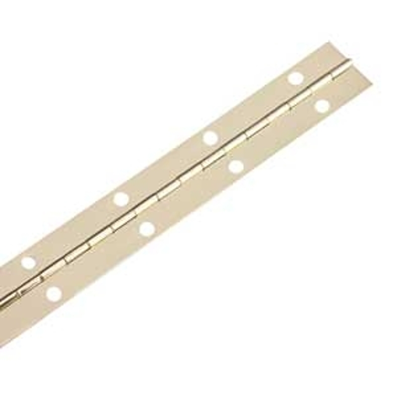 Onward 897BB Piano Hinge, 72 in L x 1-1/2 in W Dimensions, 72 in H Frame Leaf, 0.03 in Thick Frame Leaf, Steel, Brass