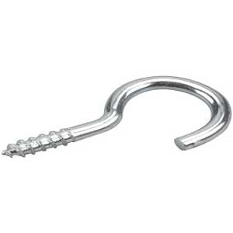 Onward 266XR Screw Hook with Lag Thread, 3.3 mm Dia Wire, 14.3 mm L Thread, 16 mm Opening, 1-7/8 in L, Zinc