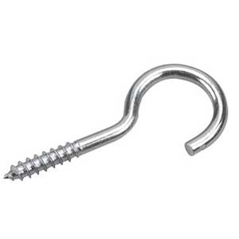 Onward 2708XR Screw Hook with Lag Thread, 18 mm Opening, 2-1/4 in L, Steel, Zinc