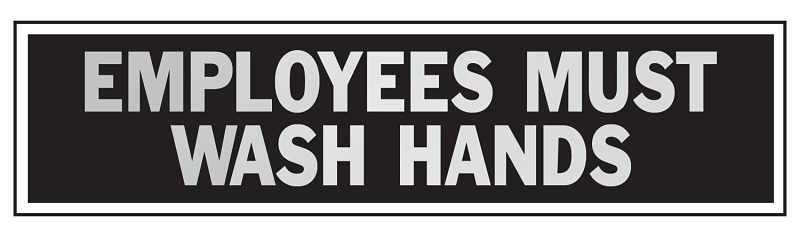 Hy-Ko 443 Princess Sign, Rectangular, EMPLOYEES MUST WASH HANDS, Gray Legend, Red Background, Aluminum