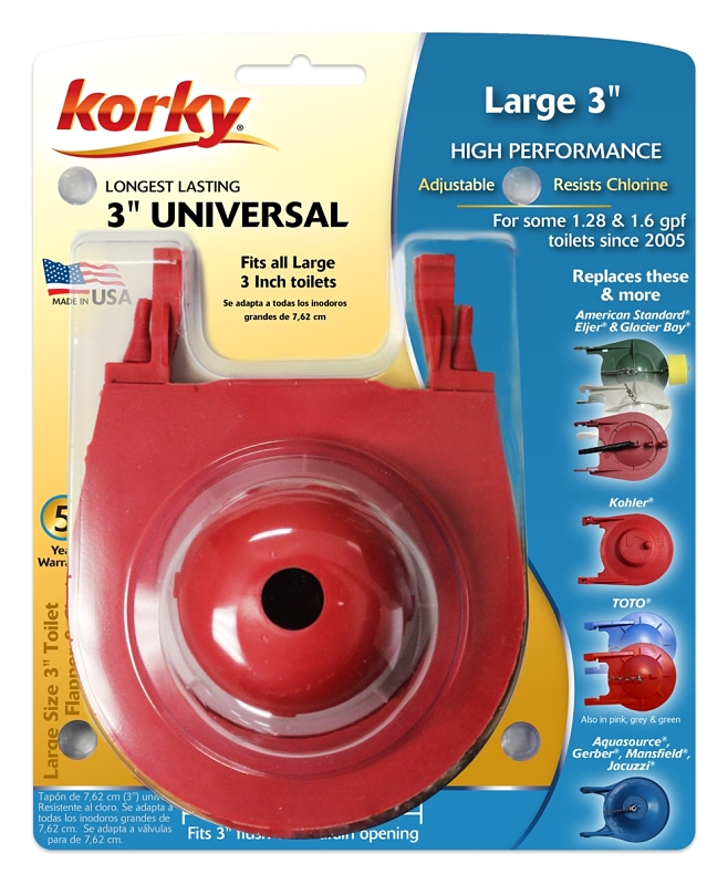 Korky 3060BP Toilet Flapper, Specifications: 3 in, Rubber, Red, For: Large 3 in Flush Valves and Toilets