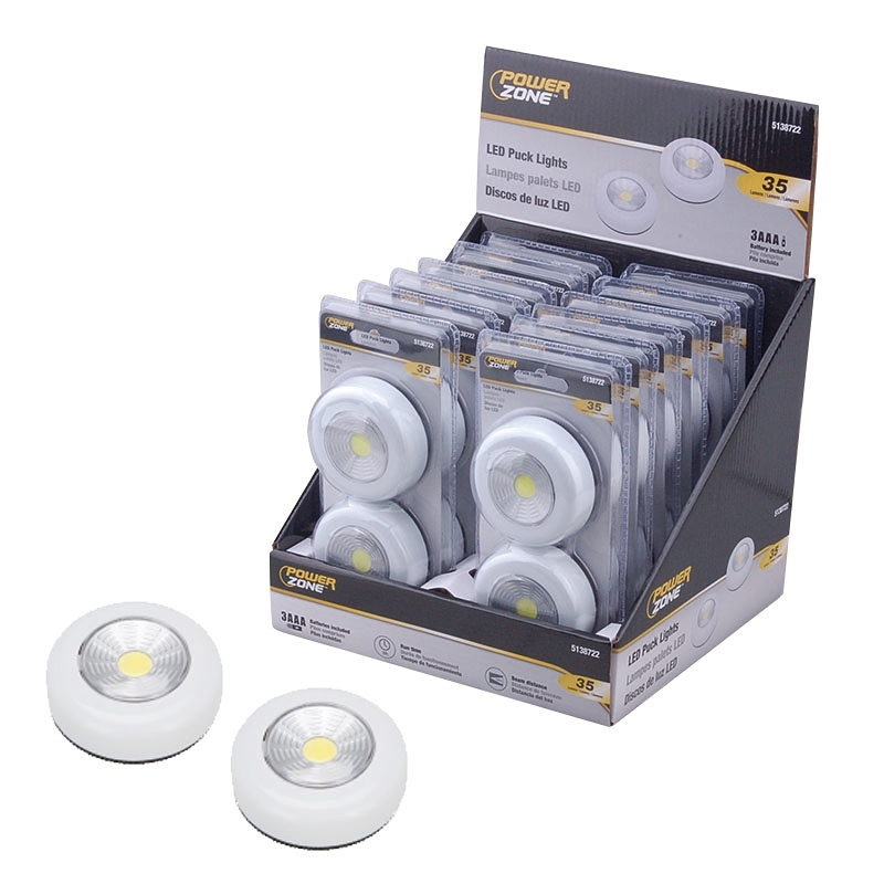 PowerZone F12004 LED Puck Light, LED-Lamp, LED Lamp, 35 Lumens, ABS Fixture, White Fixture, White Fixture