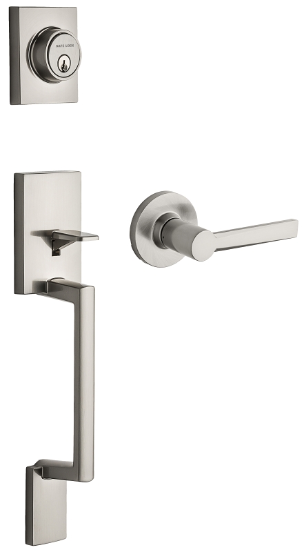 Weiser Branton x Westley Series SH1100BRNH/WTL 15 Handleset, 3 Grade, Keyed Key, Satin Nickel, 2-3/8, 2-3/4 in Backset