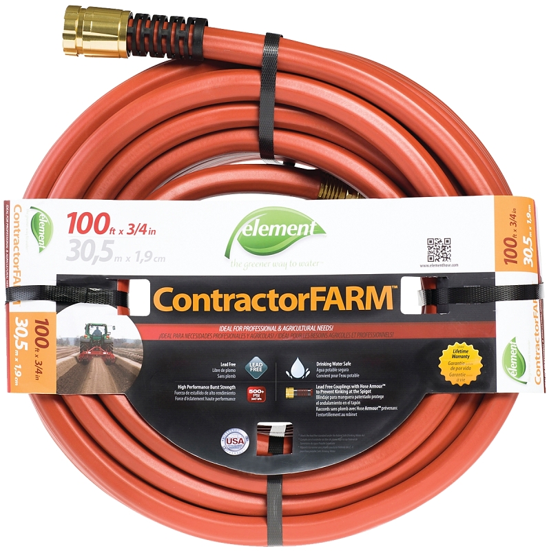 SWAN Element ContractorFARM ELCF34100 Water Hose with Aluminum Coupling, 100 ft L