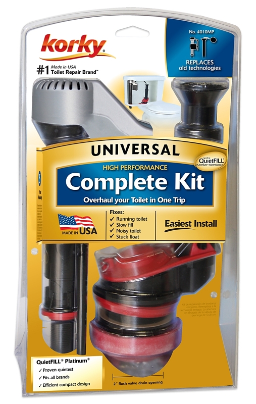 Korky 4010MP/PK Toilet Repair Kit, Plastic/Rubber, Black/Red, For: Fix Leaking, Noisy or Running Toilet in 1 Trip