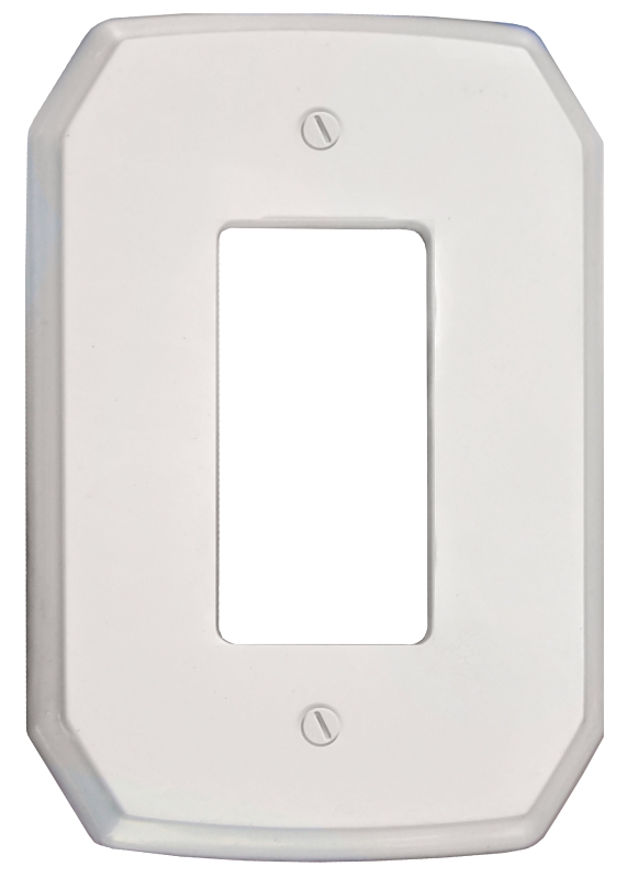 Atron 1037R Wallplate, 1-Gang, Wood, White
