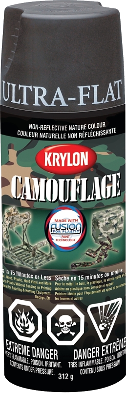 Krylon 442900000 Camouflage Spray Paint, Ultra Flat, Black, 11 oz, Can