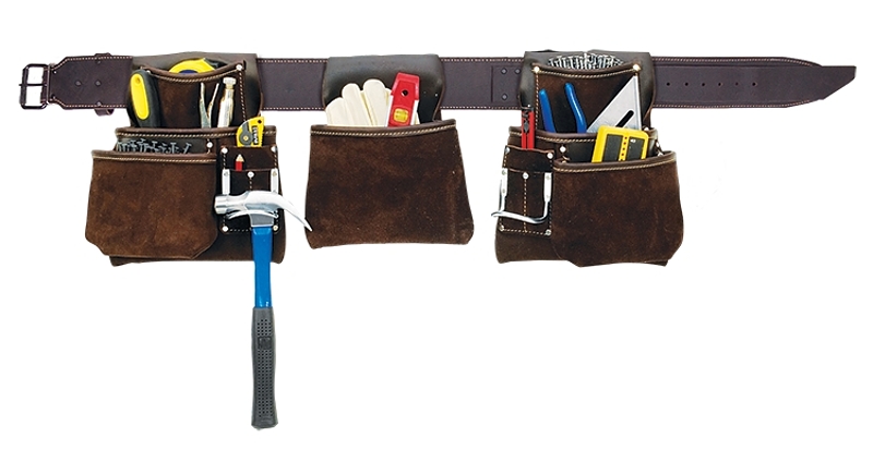 Kuny's Tool Works Series AP-400 Contractor's Apron, Leather, Brown, 14-Pocket