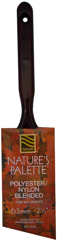 Nour 3751-63N Paint Brush, 2-1/2 in W, Angle Brush, 3 in L Bristle, Nylon/Polyester Bristle, Sash Handle