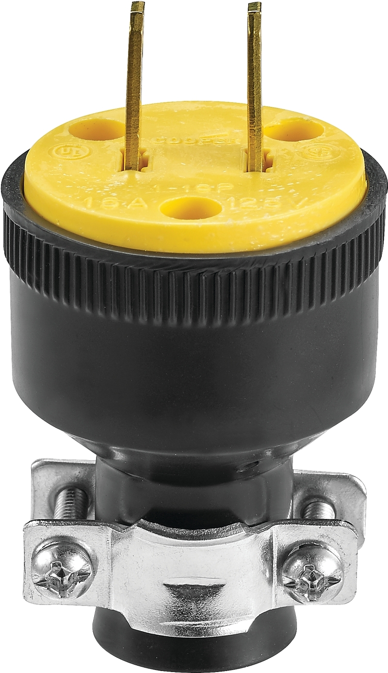 Eaton Cooper Wiring WD1723 Electrical Plug, 2 -Pole, 15 A, 125 V, Black