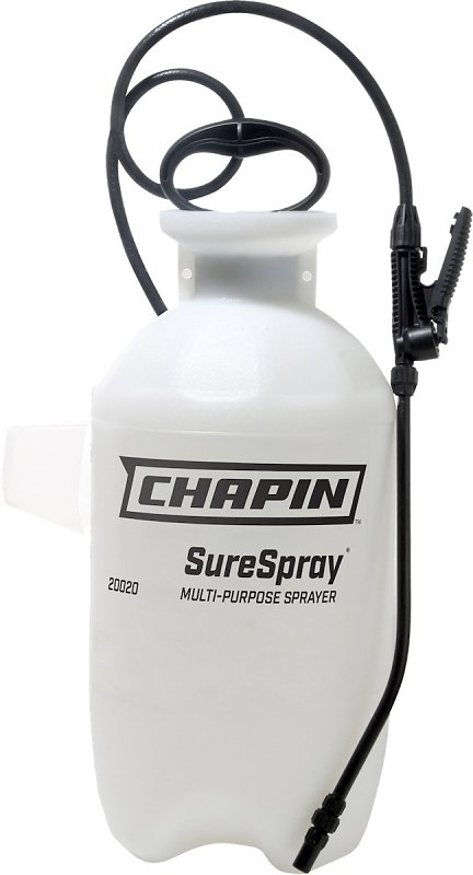 Chapin 20020 Hand Sprayer, 2 gal, Poly Tank, 25 ft Spray Range, 34 in L Hose, Cone Nozzle, Translucent