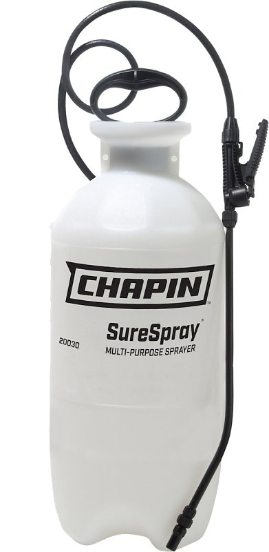 Chapin 20030 Hand Sprayer, 3 gal, Poly Tank, 25 ft Spray Range, 34 in L Hose, Cone Nozzle, Translucent