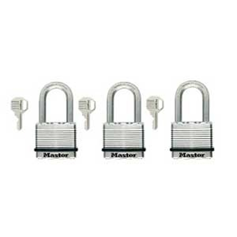 Master Lock Magnum Series M5BLCTRILFHC Padlock, 2 in W Body, Key No: M5BLCLF, Alike Key, 3/8 in Dia Shackle, Steel Body