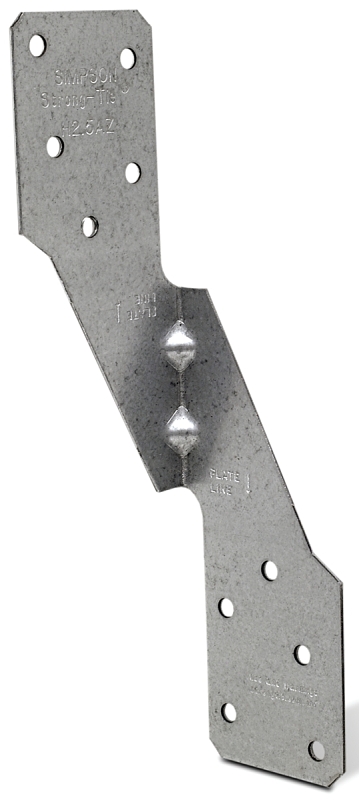Simpson Strong-Tie H2.5AZ Hurricane Tie, 6 in L, 1-3/8 in W, Steel, ZMAX, Fastening Method: Nail