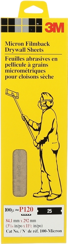 3M 100-MICRON Drywall Sheet, 11-1/2 in L, 3-5/16 in W, 120 Grit, Fine