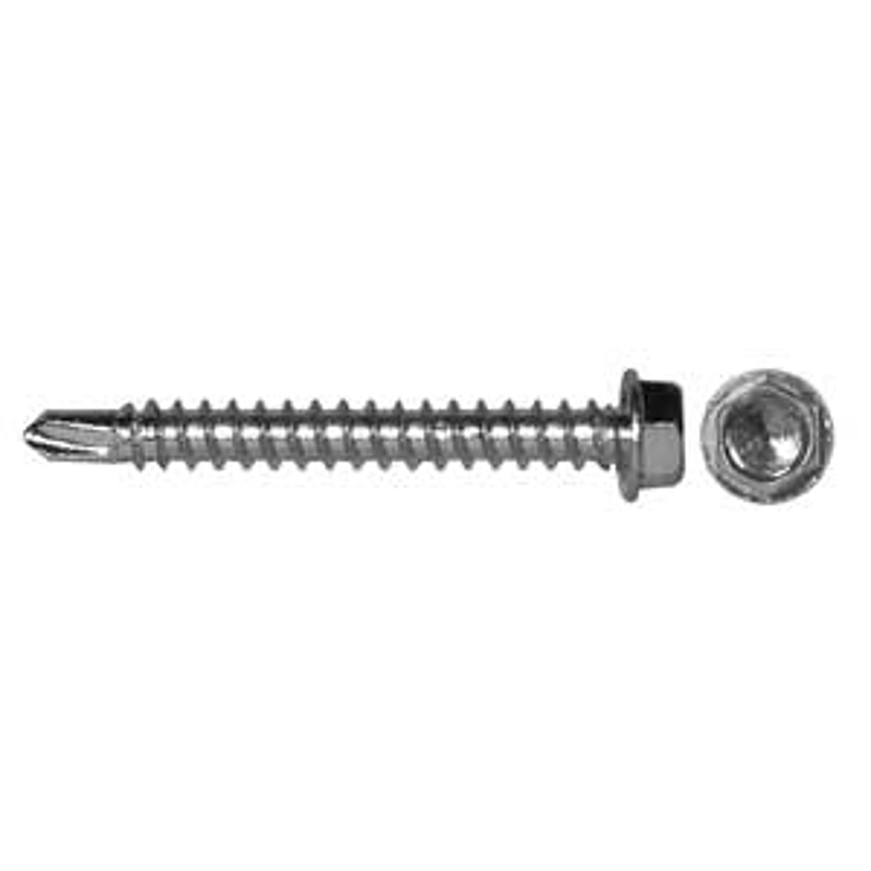 Reliable HTZ101MR Screw, #10-16 Thread, 1.151 in L, Full Thread, Hex Drive, Self-Drilling Point, Steel, Zinc