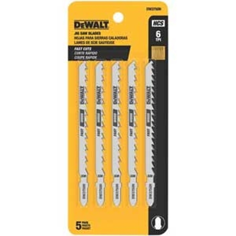 DEWALT DW3750H2 Jig Saw Blade, 1/4 in W, 4 in L, 6 TPI, 2/PK