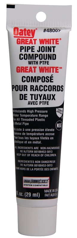 Oatey Great White 48007 Pipe Joint Compound, 29 mL, Paste, White