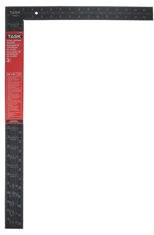 Task T58221 Rafter Square, 24 in, 8ths, 10ths, 12ths and 16ths Graduation, Steel, Powder-Coated