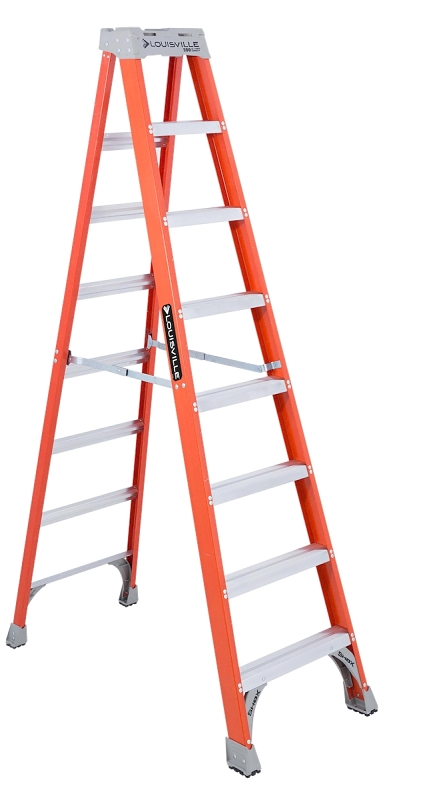 Louisville FS1508 Step Ladder, 147 in Max Reach H, 7-Step, 300 lb, Type IA Duty Rating, 3 in D Step, Fiberglass