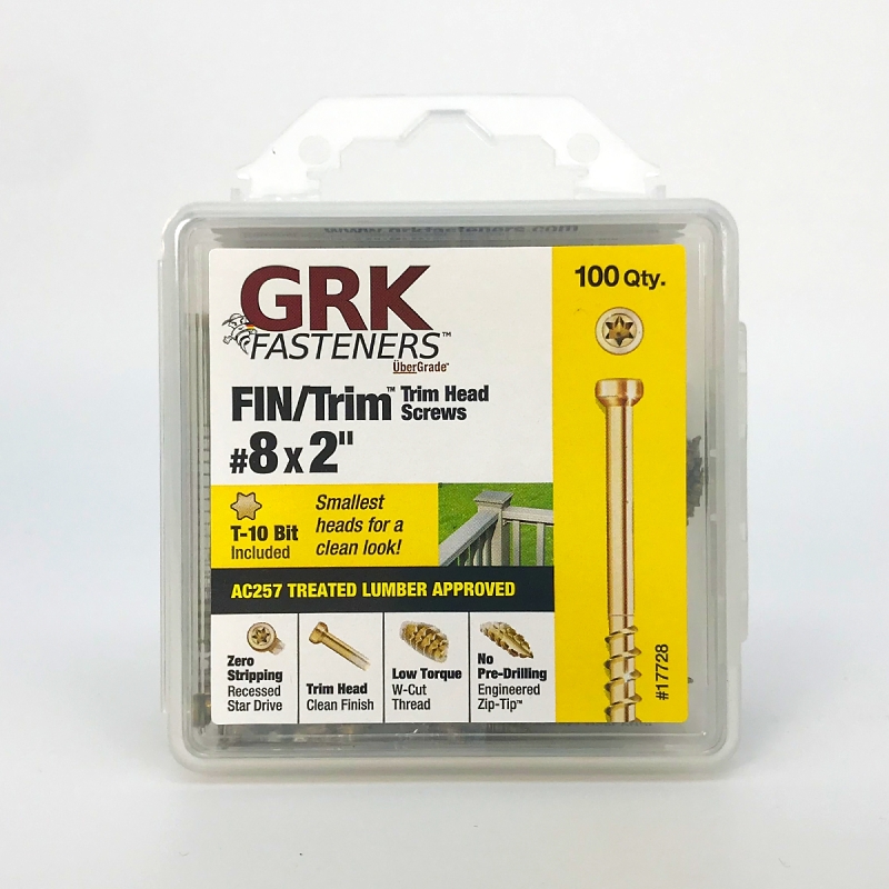 GRK Fasteners FIN/Trim 119728 Finishing Screw, #8 Thread, 2 in L, Trim Head, Star Drive, Zip-Tip Point, Steel, Climatek
