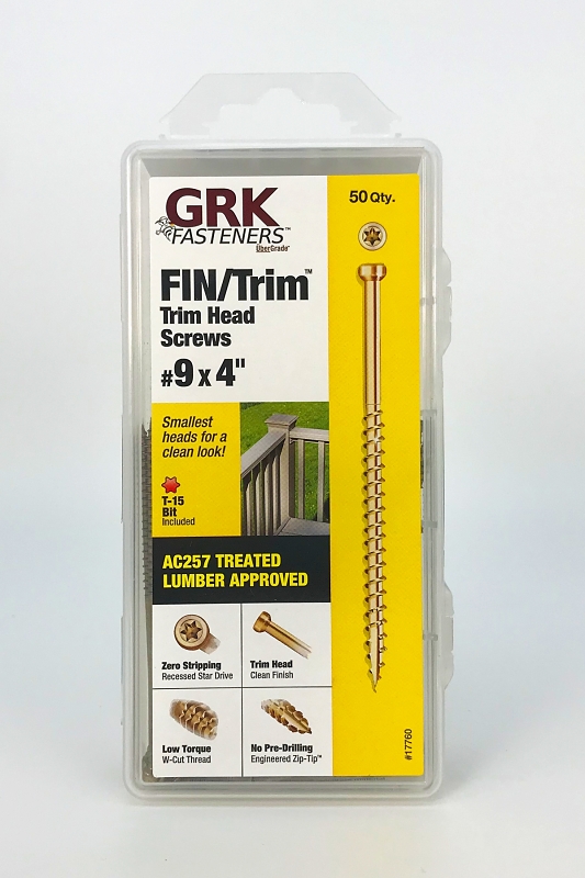 GRK Fasteners FIN/Trim 117760 Finishing Screw, #9 Thread, 4 in L, Trim Head, Star Drive, Zip-Tip Point, Steel, Climatek