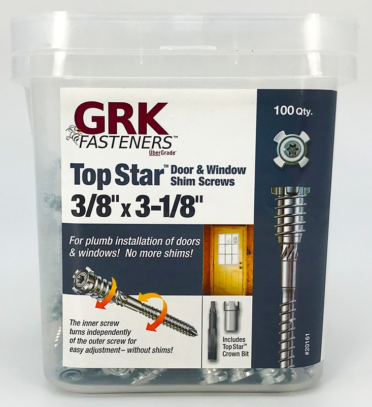 GRK Fasteners TOP STAR 20161 Shim Screw, 3/8 in Thread, 3-1/8 in L, Flat Head, Star Drive, Steel, Zinc, 100 BX