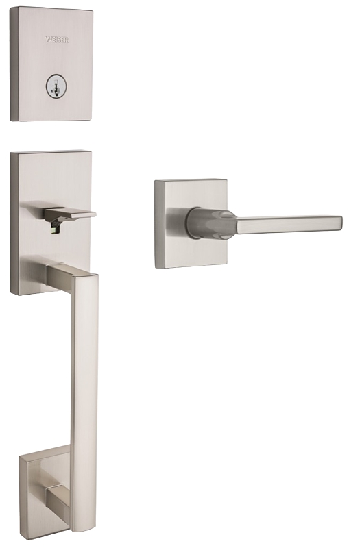 Weiser San Clemente x Halifax Series GLA8471 SCE/HFL15 Single-Lock Handleset, 2 Grade, Satin Nickel, Residential