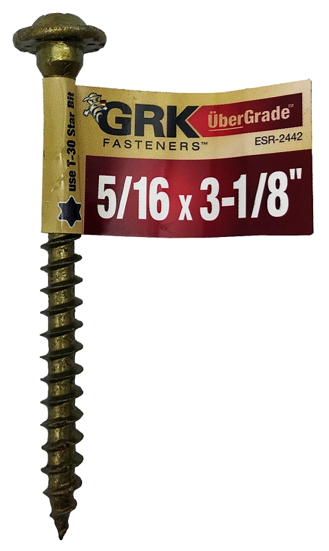 GRK Fasteners RSS 96001 Structural Screw, 5/16 in Thread, 3-1/8 in L, Washer Head, Star Drive, Steel, 1 PK