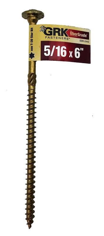 GRK Fasteners RSS 96015 Structural Screw, 5/16 in Thread, 6 in L, Washer Head, Star Drive, Steel, 1 PK
