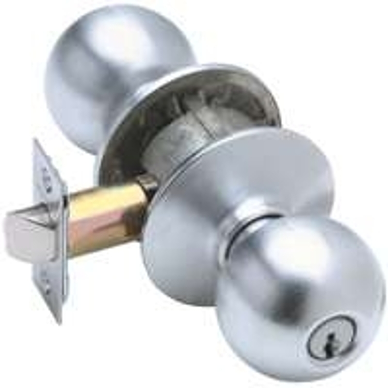 Schlage F Series F51A ORB626K4 Entry Knob, Orbit, Knob Handle, Satin Chrome, Metal, C Keyway, 2-3/4 in Dimensions, Yes
