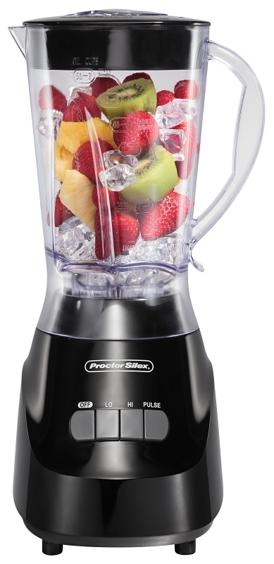 Proctor Silex 58137 Blender, 56 oz Bowl, 600 W, 3-Speed, Black, Plastic Bowl