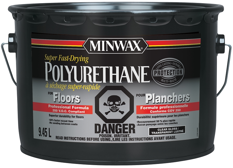 Minwax CM1303300 Polyurethane Varnish, Gloss, Liquid, Clear, 9.45 L, Can
