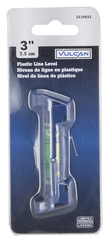 Vulcan LM001 Level Line, 3 in L, 1-Vial, Nonmagnetic, Plastic, Blue