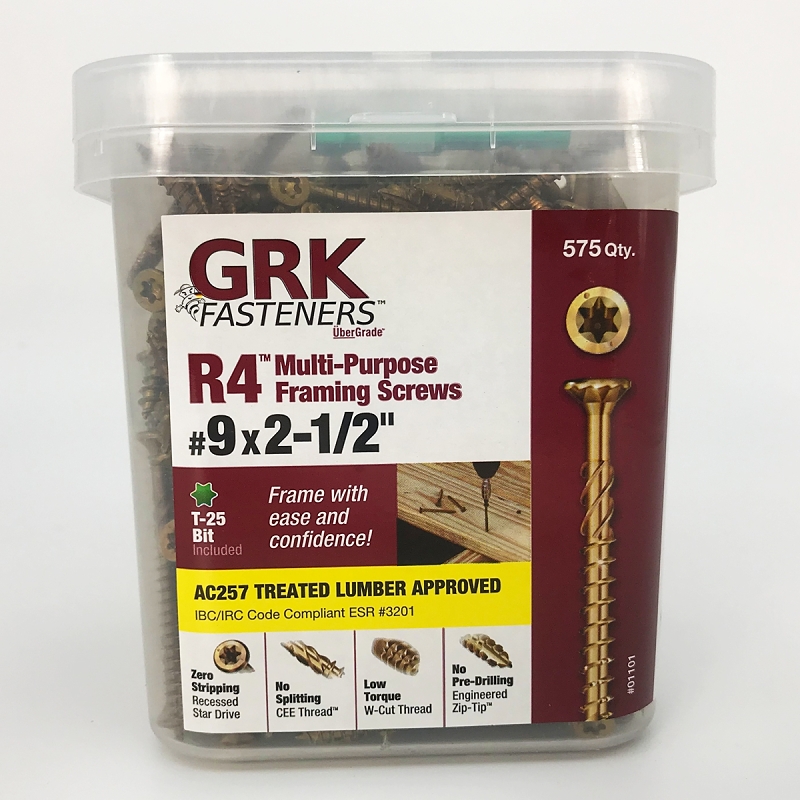GRK Fasteners R4 01101 Framing Screw, #9 Thread, 2-1/2 in L, Star Drive, Steel, Climatek, 575 PK