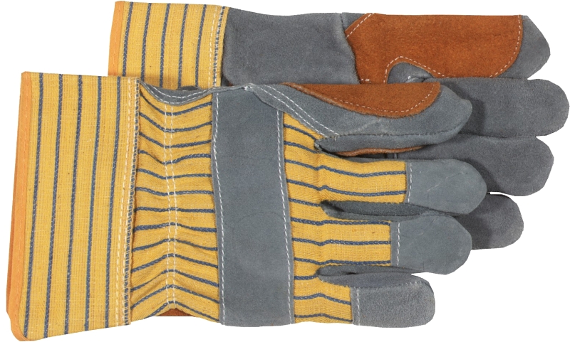 BOSS 4057 Driver Gloves, L, Rubberized Safety Cuff, Gray/Yellow