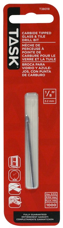 Task T38018 Drill Bit, 1/8 in Dia, Glass and Tile