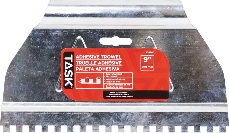 Task T34260 Adhesive Spreader, 1/4 x 1/4 x 1/4 in Notch, Steel Blade