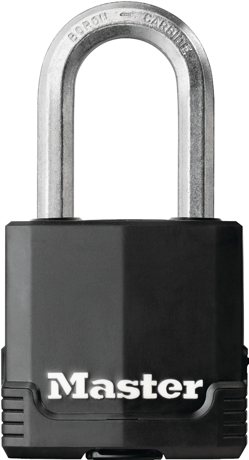 Master Lock Magnum Series M115BLCTRILFHC Padlock, Alike Key, 5/16 in Dia Shackle, Boron Carbide Shackle, Steel Body