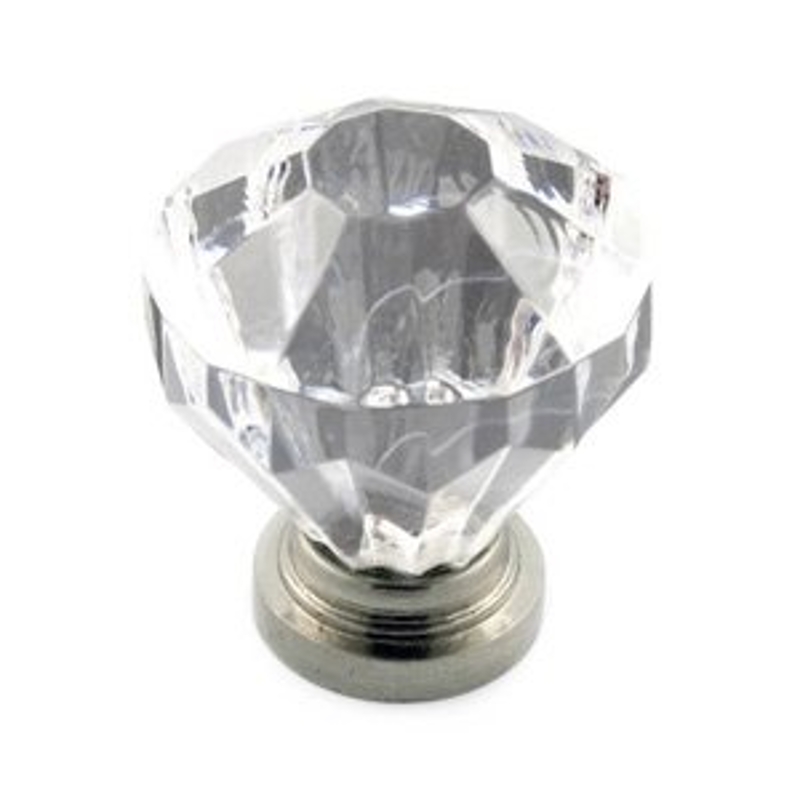 Richelieu BP1008019511 Cabinet Knob, 1-13/32 in Projection, Acrylic, Brushed Nickel