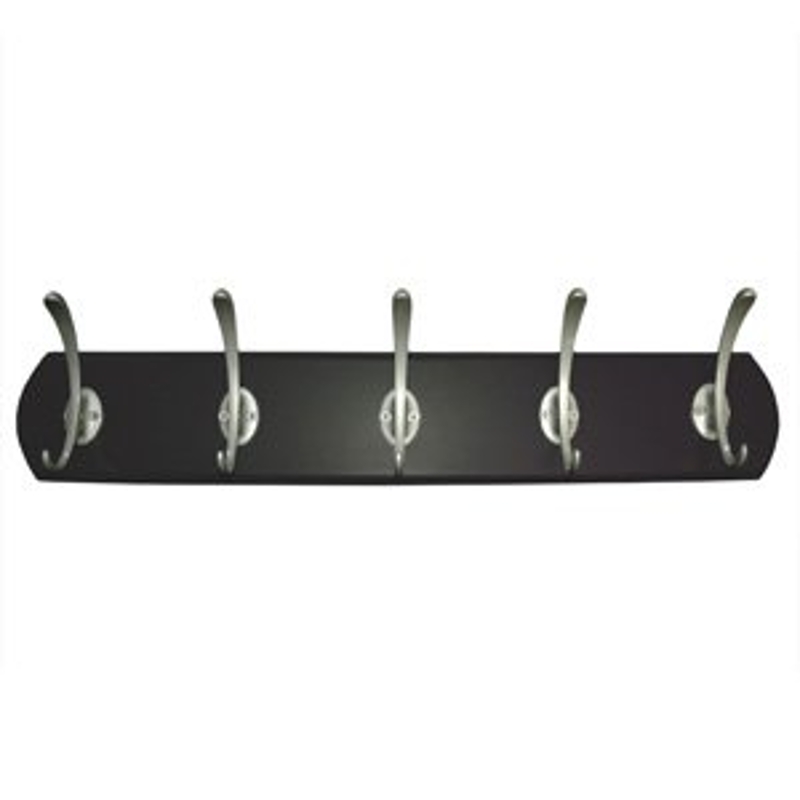 Richelieu T38551184 Hook Rack, 3-3/32 in L, 21-1/2 in W, Metal/Wood, Espresso