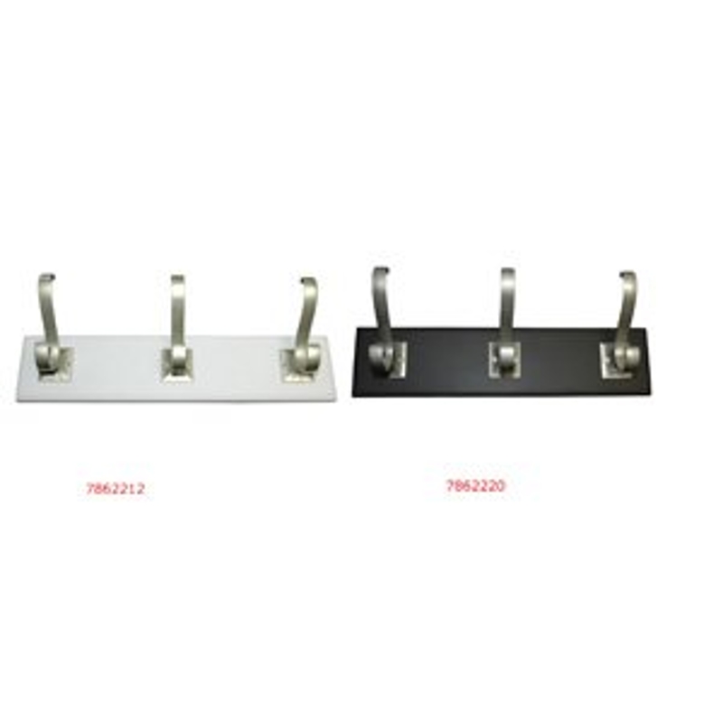 Richelieu T39201184 Series Transitional Hook Rack, Wall Mounting, 76 mm H x 300 mm W Dimensions, White, 10 kg, 3-Hook