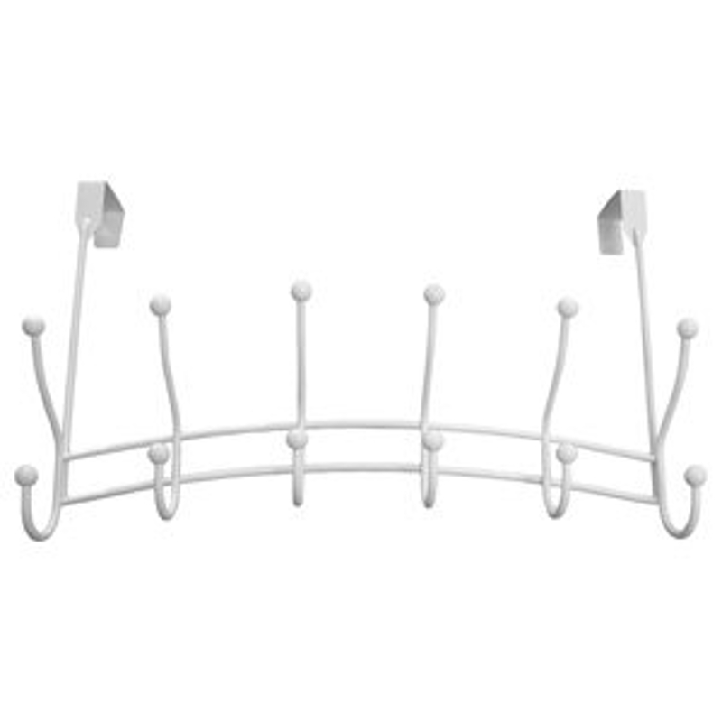 Richelieu T7260130 Series Utility Hook, Door Mounting, 320 mm H x 516.5 mm W Dimensions, White, 10 kg, 6-Hook, Metal
