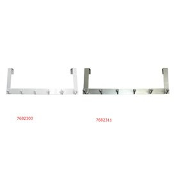 Richelieu T1790130 Series Utility Hook, Door Mounting, 202 mm H x 508 mm W Dimensions, White, 10 kg, 6-Hook, Metal