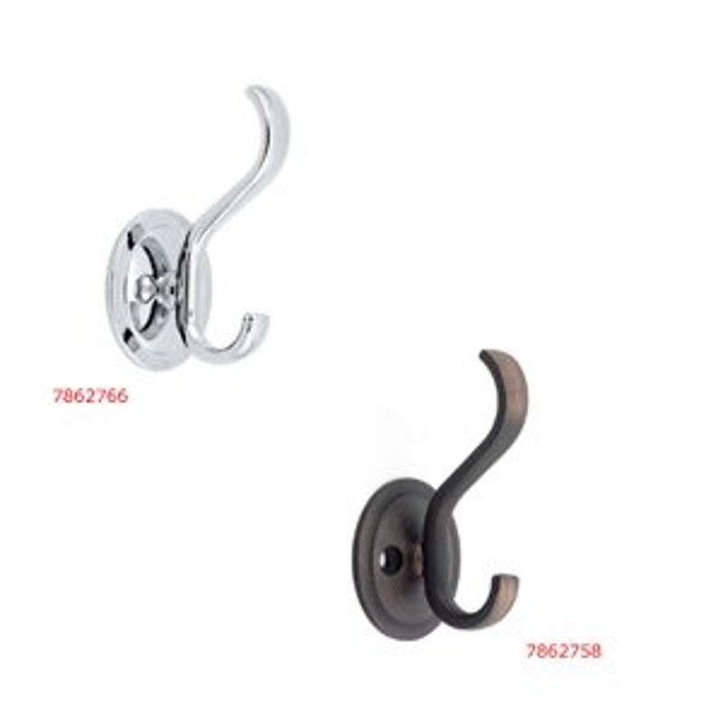 Richelieu BP84025BORB Hook, 1-25/32 in W, Metal, Brushed Oil-Rubbed Bronze, 22 lb, 1-13/32 in Projection
