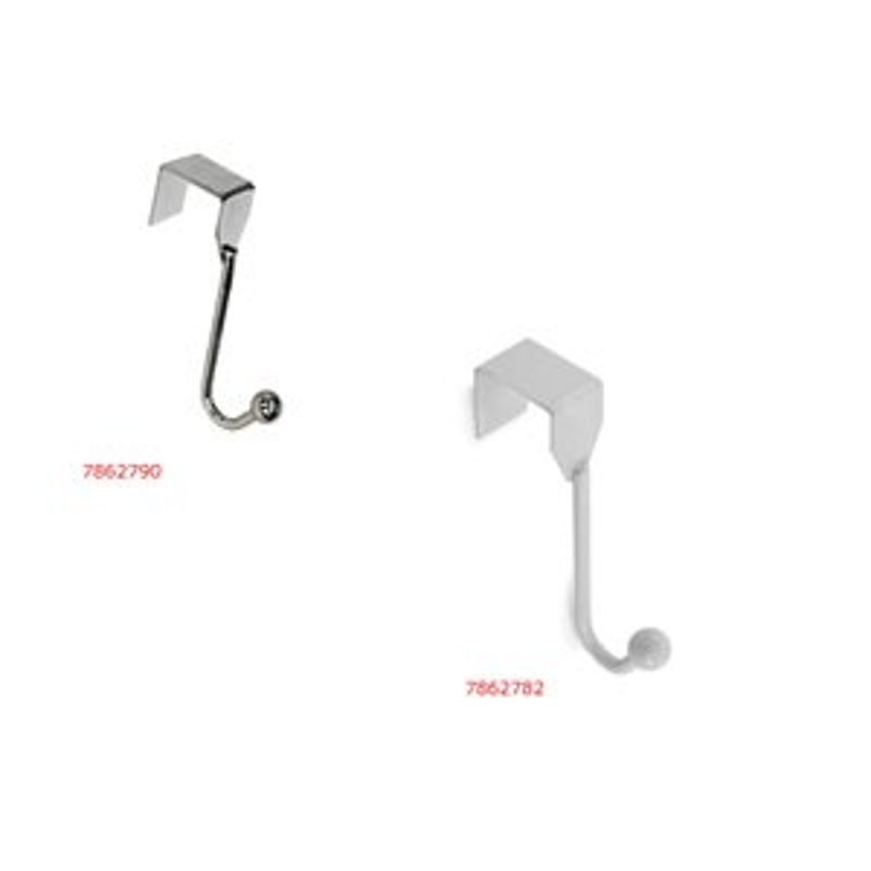 Richelieu BP9990130 Series Utility Hook, Door Mounting, 120 mm H x 25.5 mm W Dimensions, White, 10 kg, 1-Hook, Metal