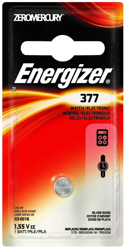 Energizer 377BPZ Coin Cell Battery, 1.5 V Battery, 24 mAh, 377 Battery, Silver Oxide